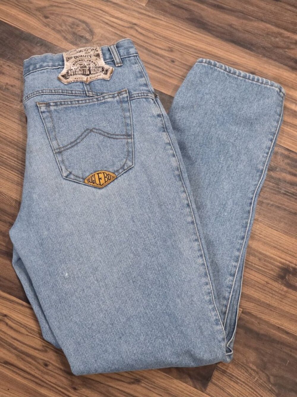 VTG 90s Bugle Boy Basic Jeans 36L Light Wash High Rise Straight Leg Denim